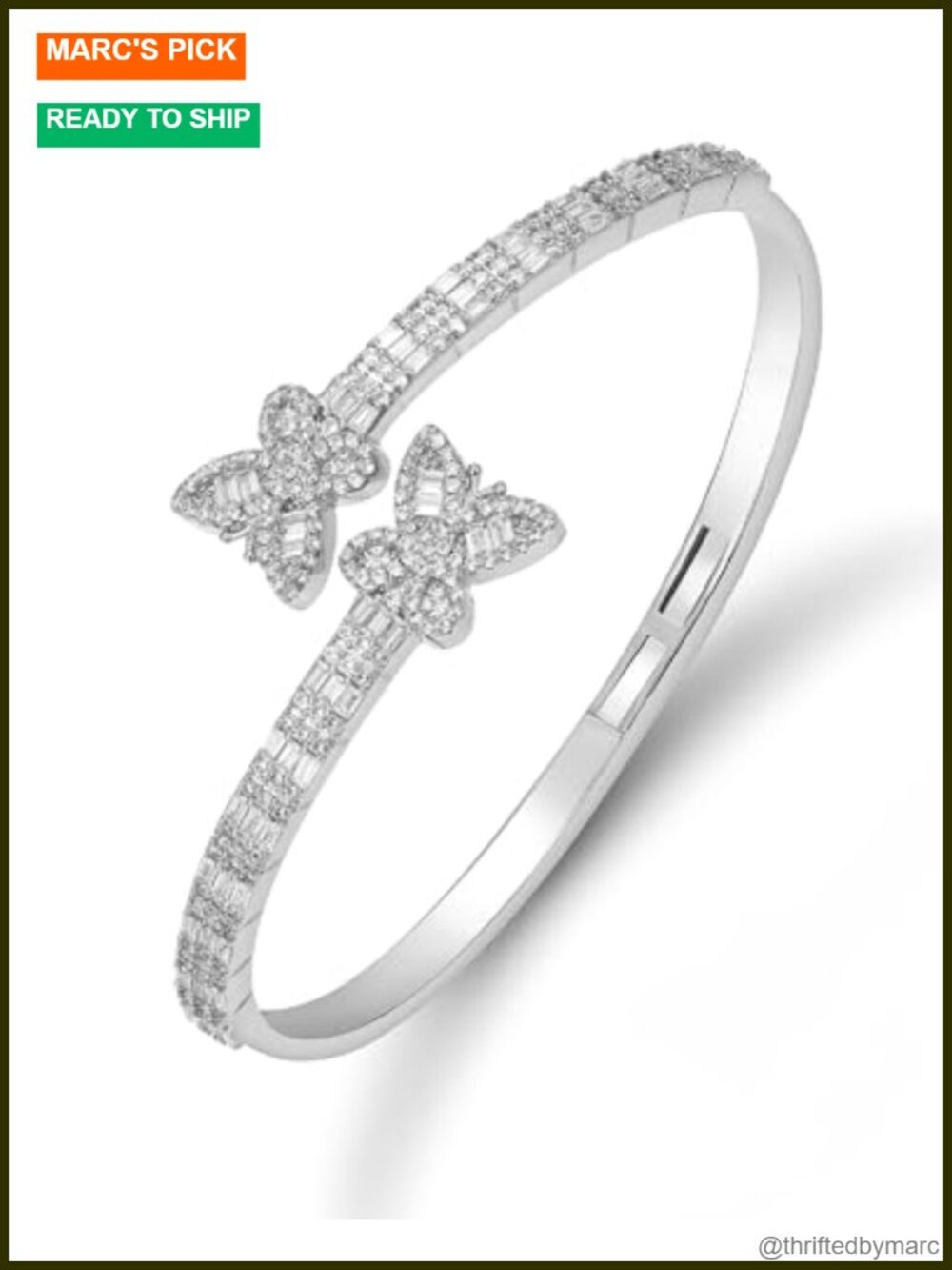 Gold Plated CZ Baguette Cuff Bracelet Hip Hop Bangle Jewelry Gift